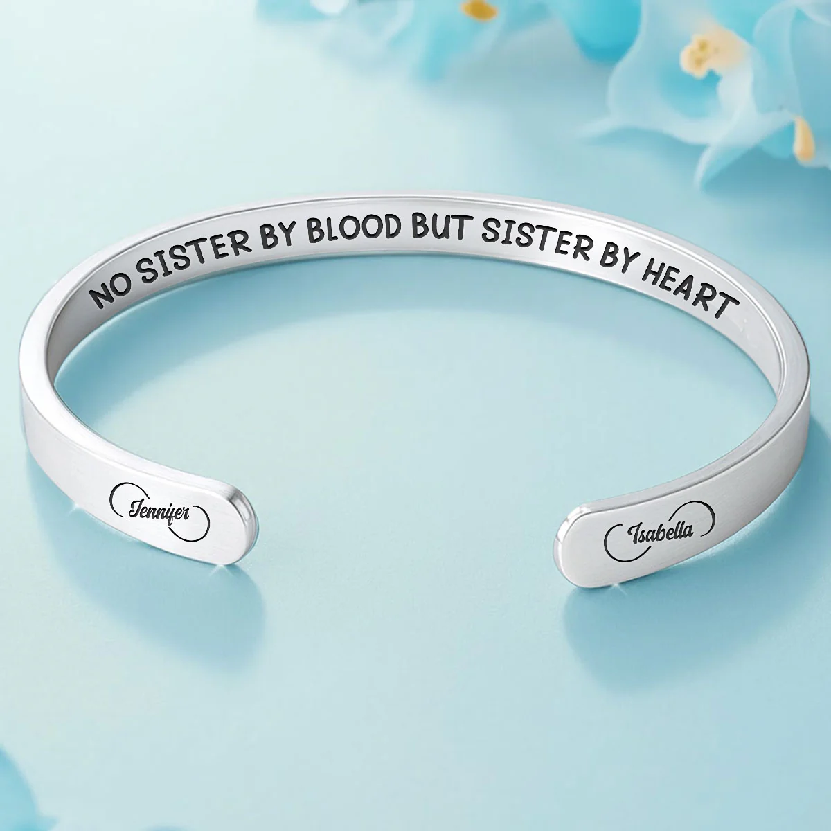 Sister By Heart - Personalized Custom Bracelet Cuff - Image 2