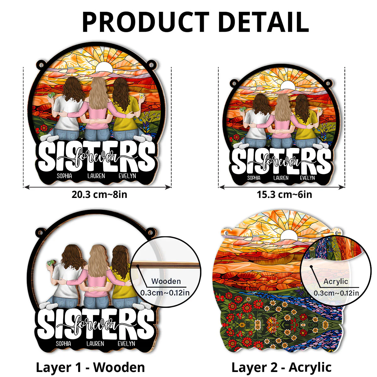 Sister Forever - Personalized Custom Suncatcher - Image 5