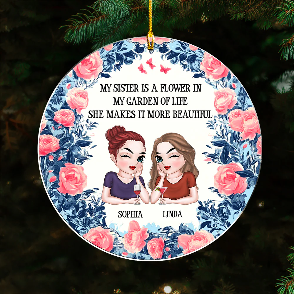 Sister Lights Up Life - Personalized Custom Acrylic Ornament - Image 2