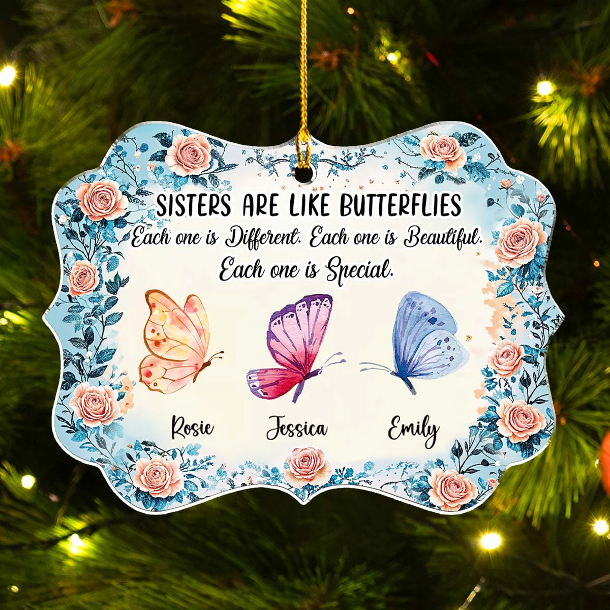 Sister Makes Life Shine - Personalized Custom Acrylic Ornament - Image 4