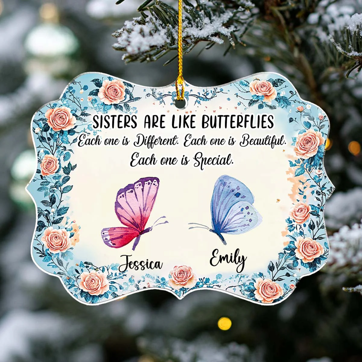 Sister Makes Life Shine - Personalized Custom Acrylic Ornament - Image 5