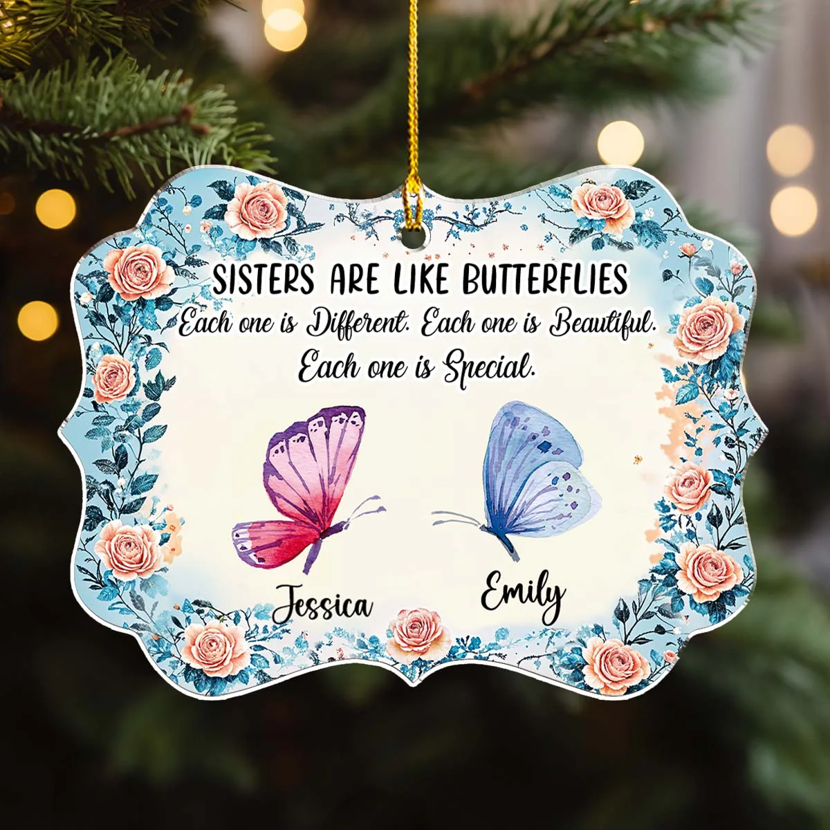 Sister Makes Life Shine - Personalized Custom Acrylic Ornament - Image 6