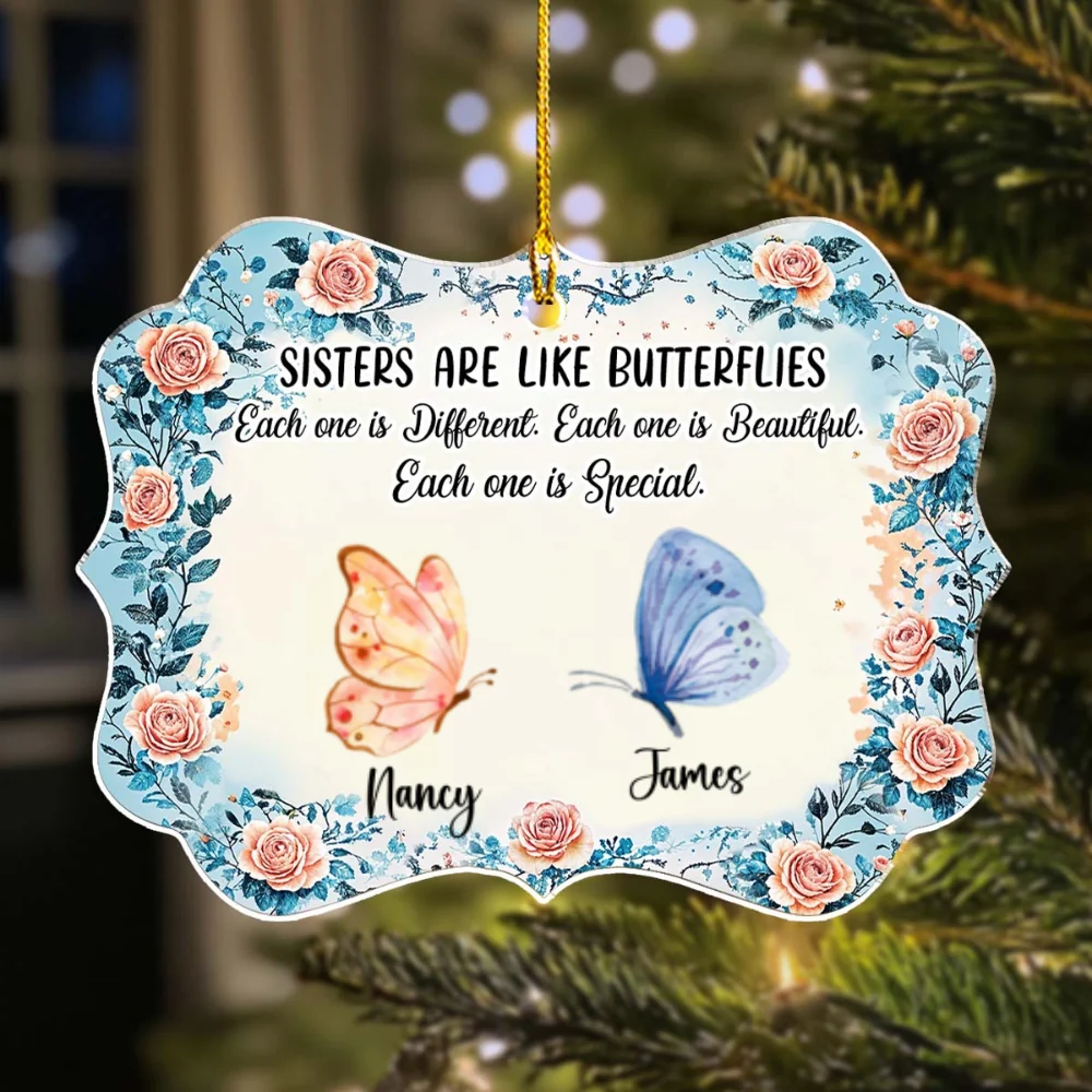 Sister Makes Life Shine - Personalized Custom Acrylic Ornament - Image 7