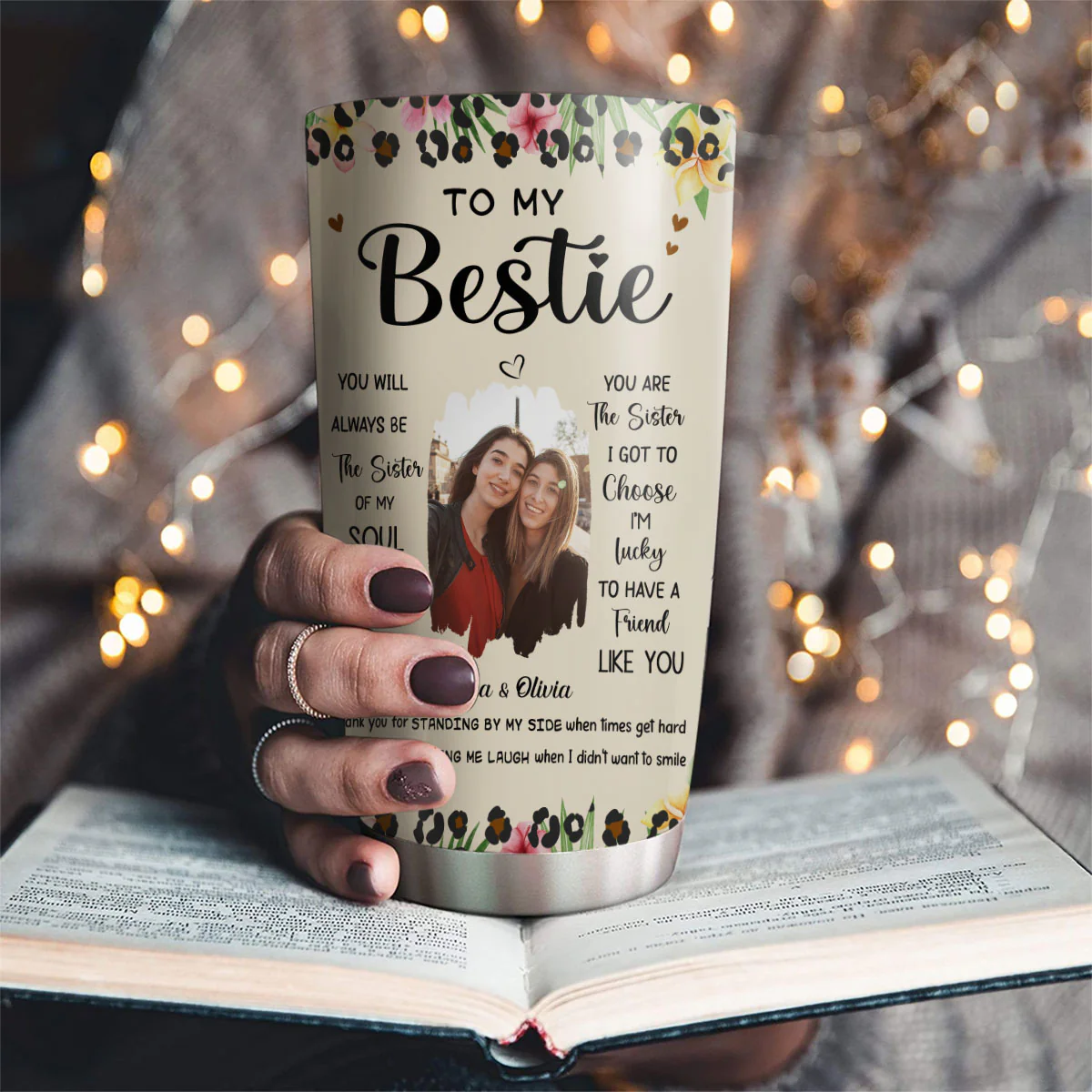 Sister Of Soul Friend Of Heart Photo - Personalized Custom Tumbler - Image 2