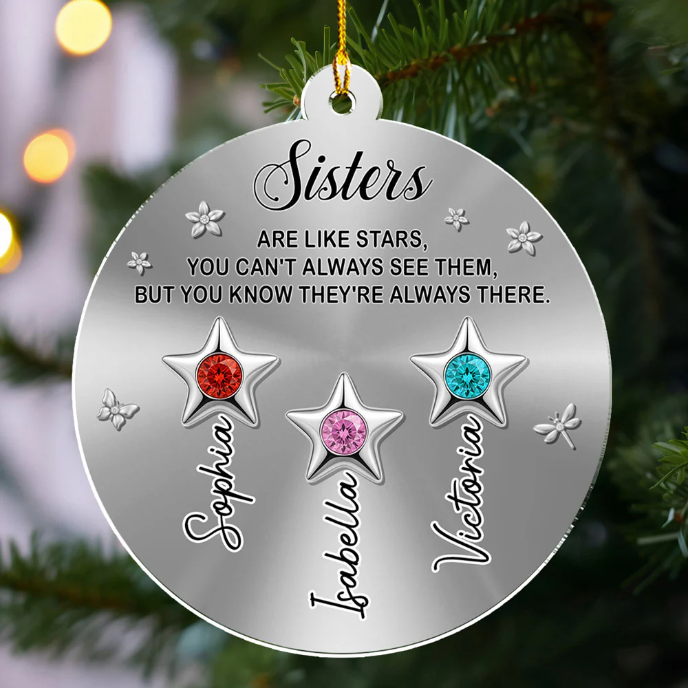 Sister Stars Are Always There - Personalized Custom Acrylic Ornament - Image 2