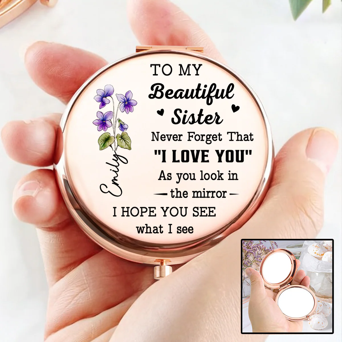Sisterhood Filled With Love - Personalized Custom Compact Mirror