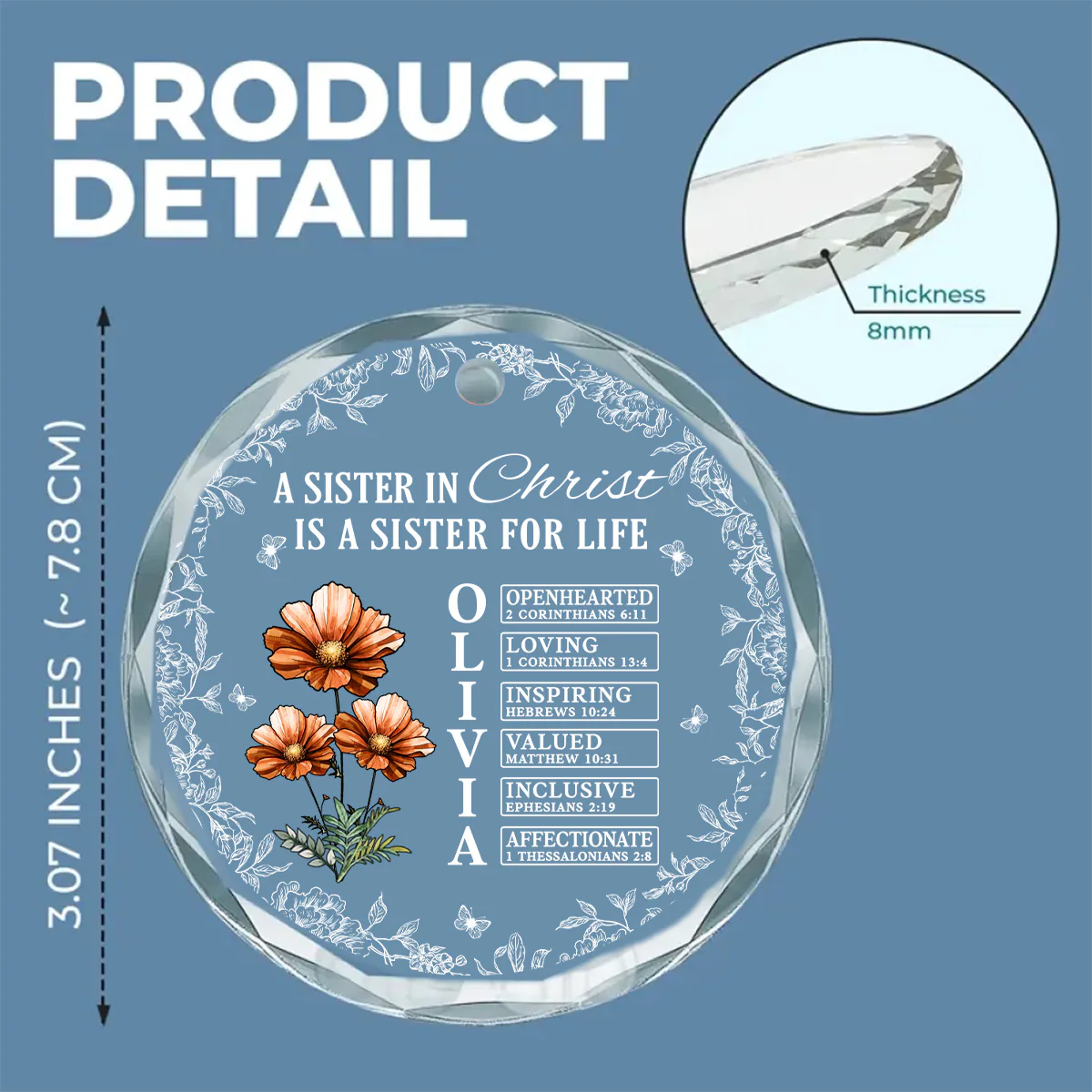 Sisterhood Rooted Deep In Faith - Personalized Custom Glass Ornament - Image 5