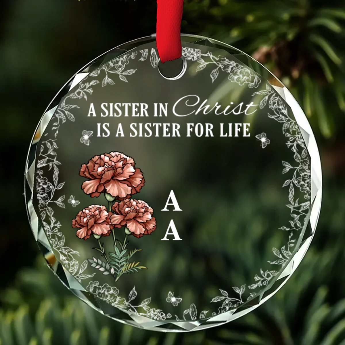 Sisterhood Rooted Deep In Faith - Personalized Custom Glass Ornament - Image 6