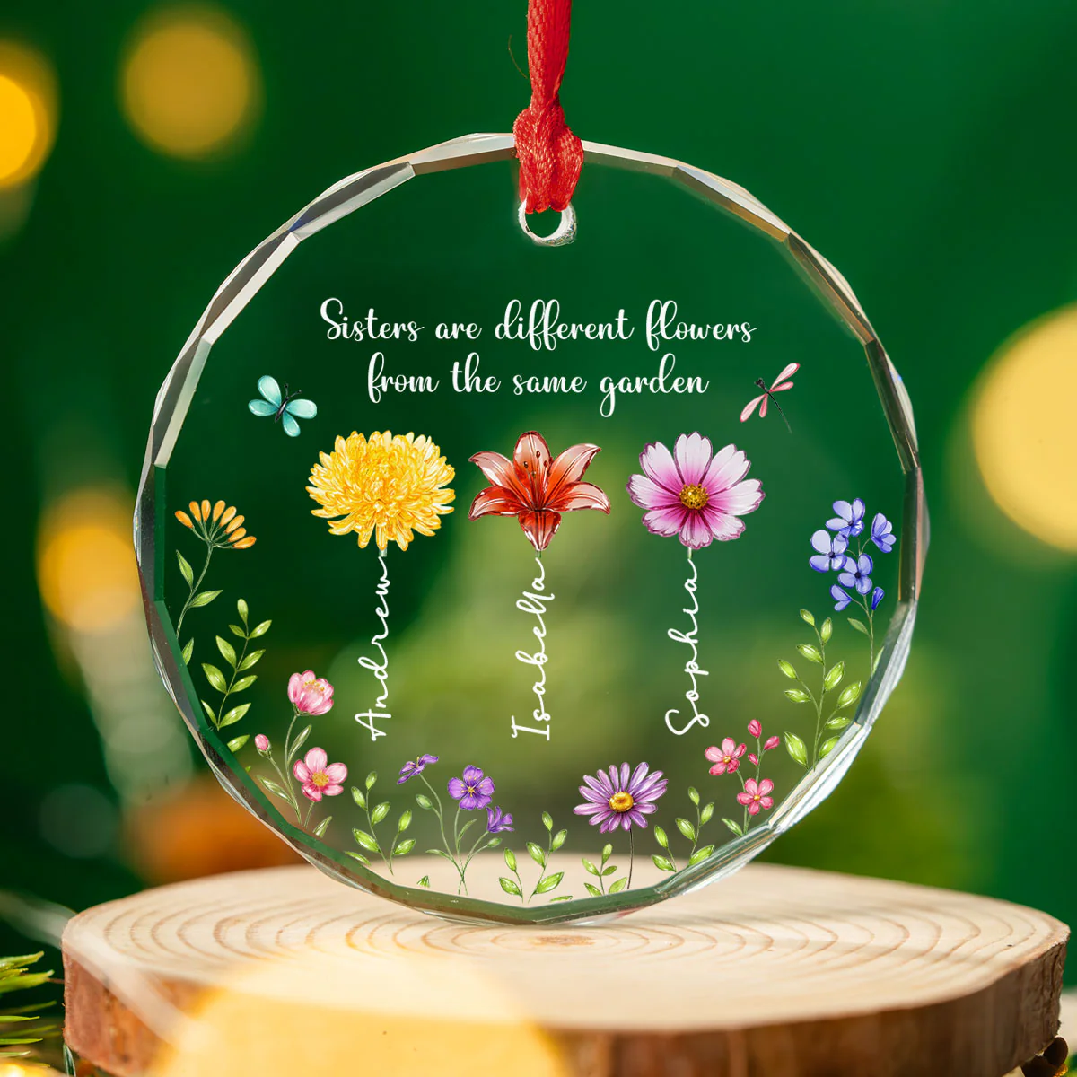 Sisterhood Sparkles - Personalized Custom Glass Ornament  - Image 3