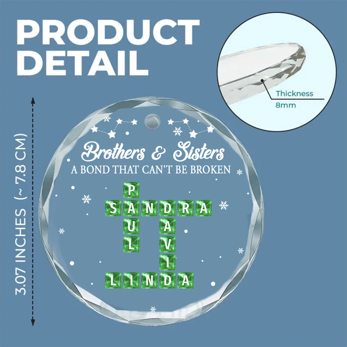Sisters And Brothers A Bond That Can Not Broken - Personalized Custom Glass Ornament - Image 5