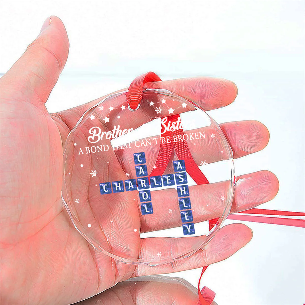 Sisters And Brothers A Bond That Can Not Broken - Personalized Custom Glass Ornament - Image 6