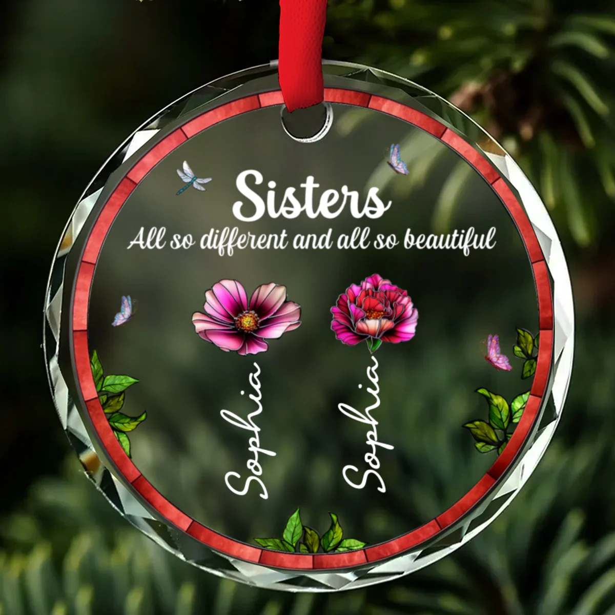Sisters Are All So Beautiful - Personalized Custom Glass Ornament - Image 6