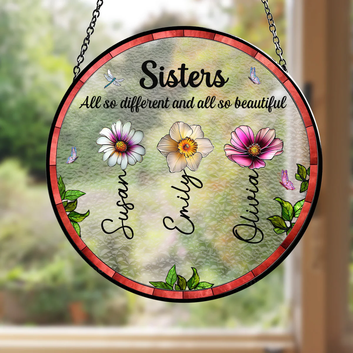 Sisters Are All So Beautiful - Personalized Custom Window Hanging Suncatcher