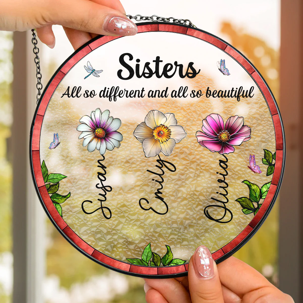 Sisters Are All So Beautiful - Personalized Custom Window Hanging Suncatcher - Image 2