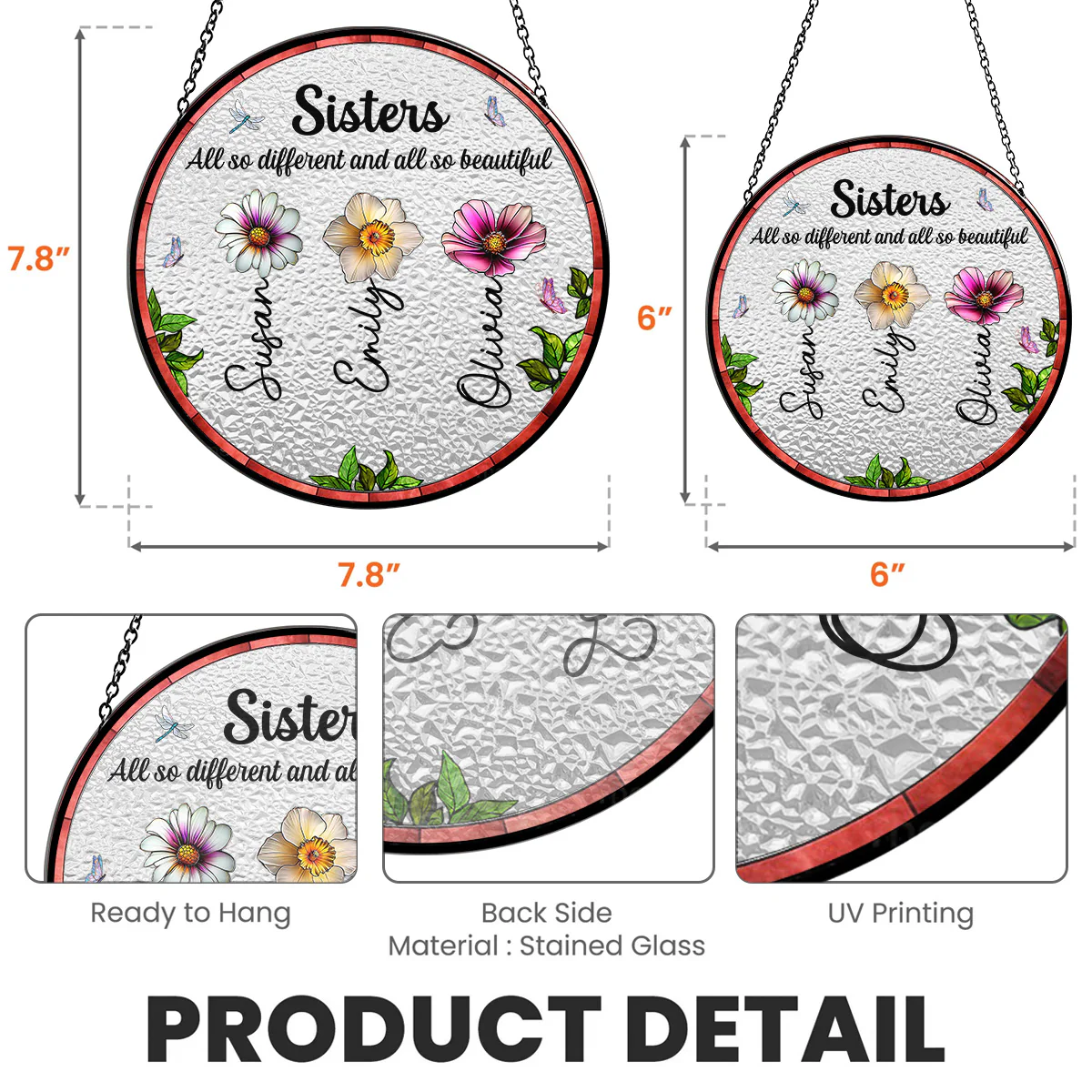 Sisters Are All So Beautiful - Personalized Custom Window Hanging Suncatcher - Image 6
