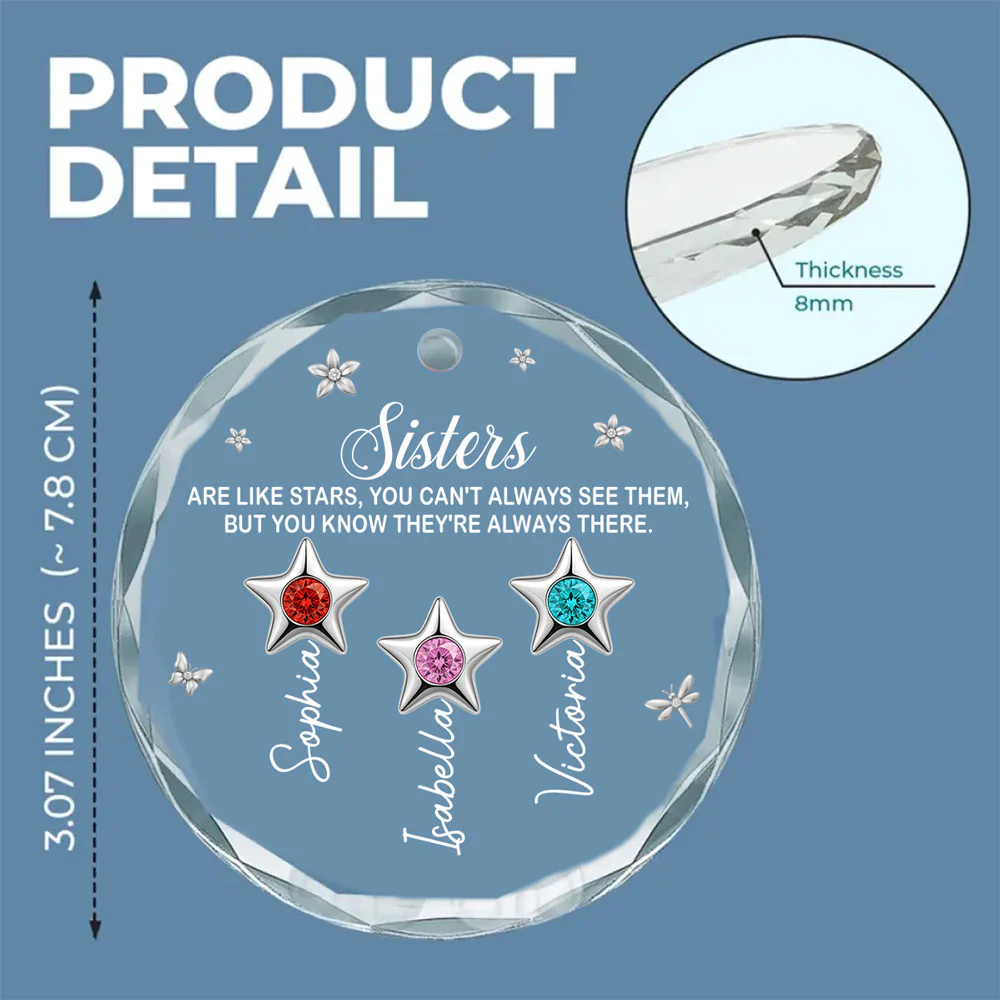 Sisters Are Always There - Personalized Custom Glass Ornament - Image 6