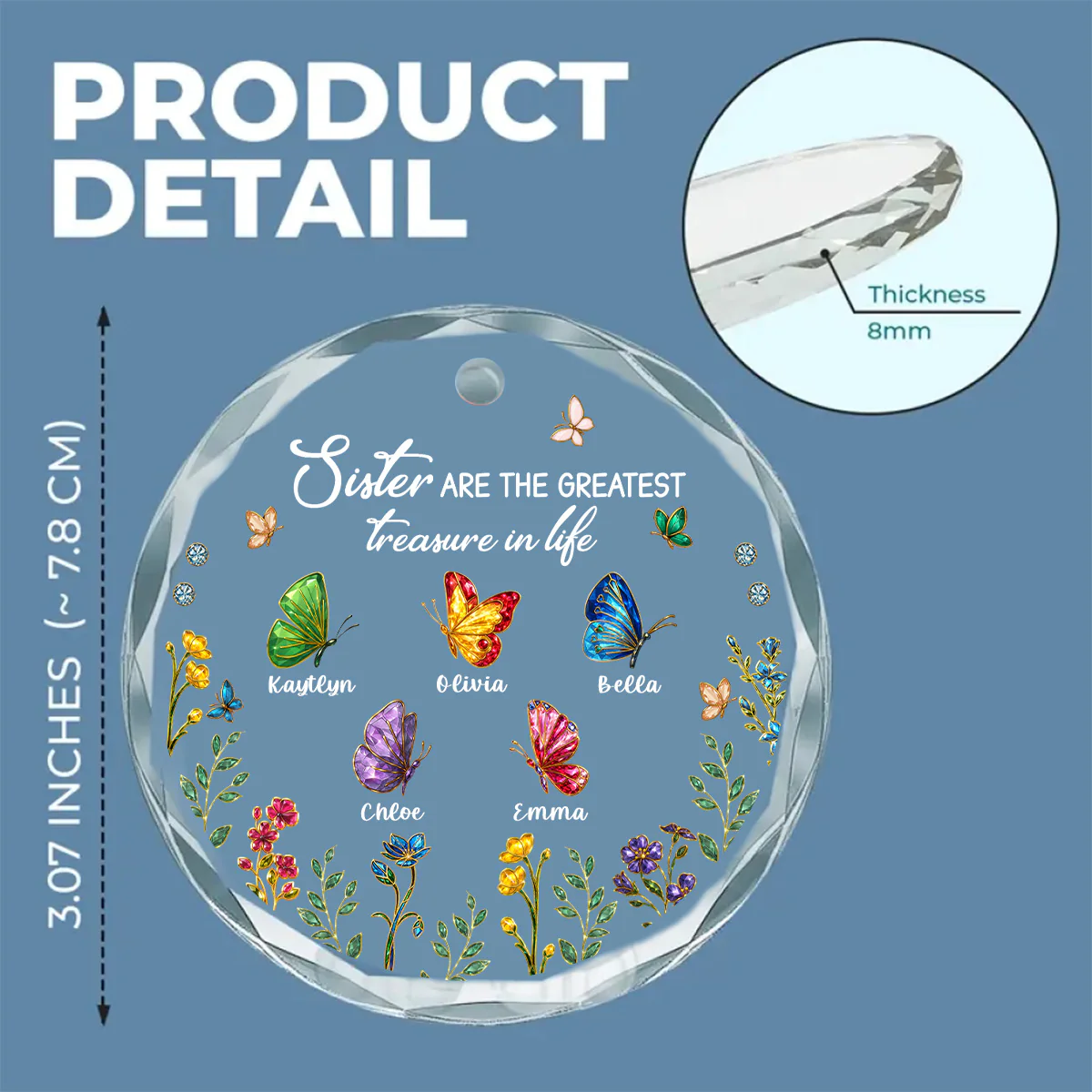 Sisters Are Butterflies Of The Soul - Personalized Custom Glass Ornament - Image 6