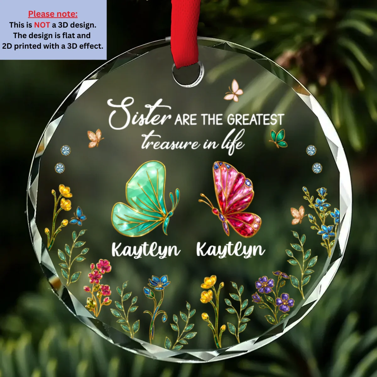 Sisters Are Butterflies Of The Soul - Personalized Custom Glass Ornament - Image 7