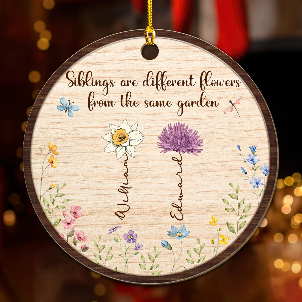 Sisters Are Different Blooms  - Personalized Custom Wood Ornament - Image 2