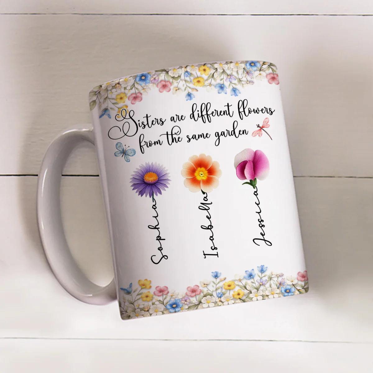 Sisters Are Different Flowers From One Loving Garden - Personalized Custom 3D Inflated Effect Mug - Image 2