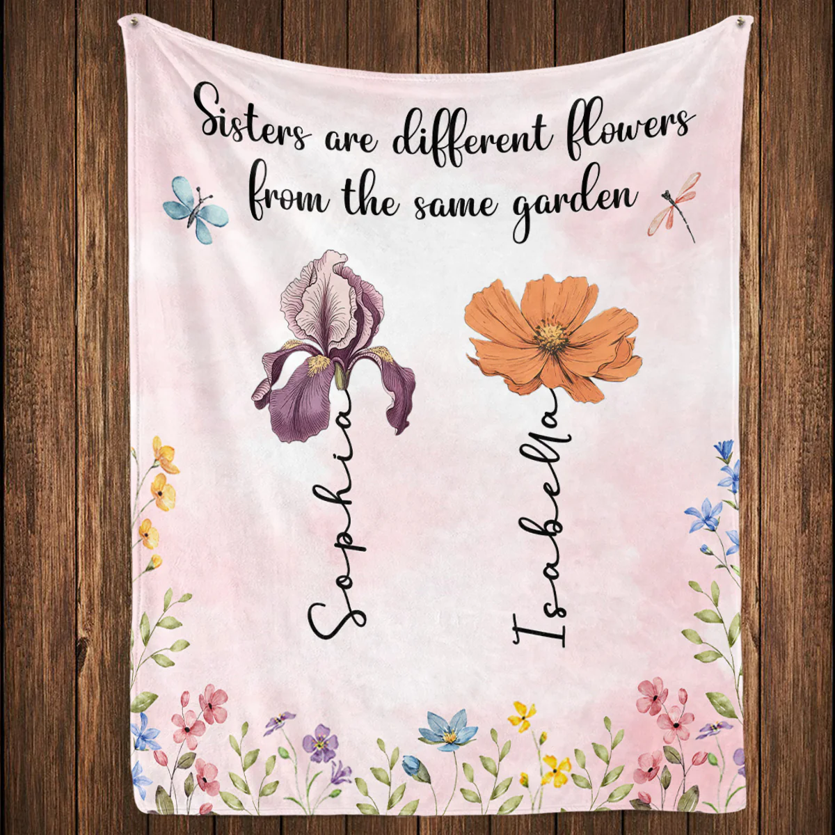 Sisters Are Different Flowers From The Same Garden - Personalized Custom Fleece Blanket - Image 4