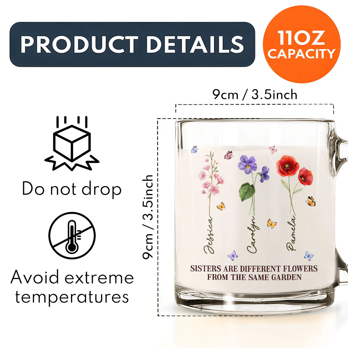 Sisters Are Different Flowers From The Same Garden - Personalized Custom Glass Mug - Image 5