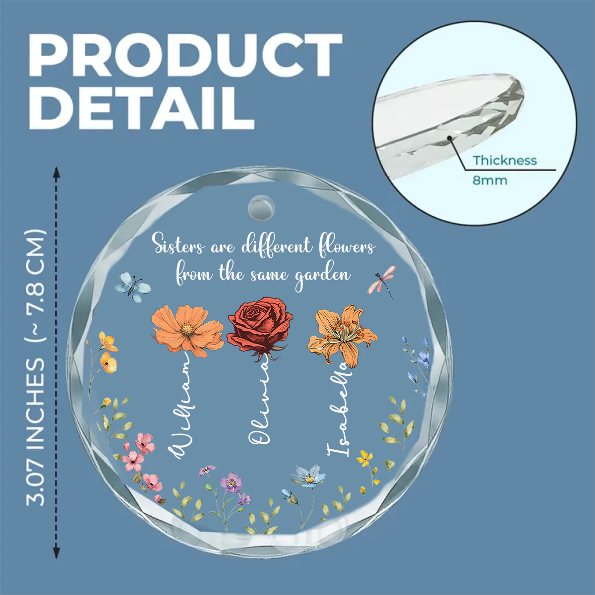 Sisters Are Different Flowers From The Same Garden - Personalized Custom Glass Ornament - Image 4