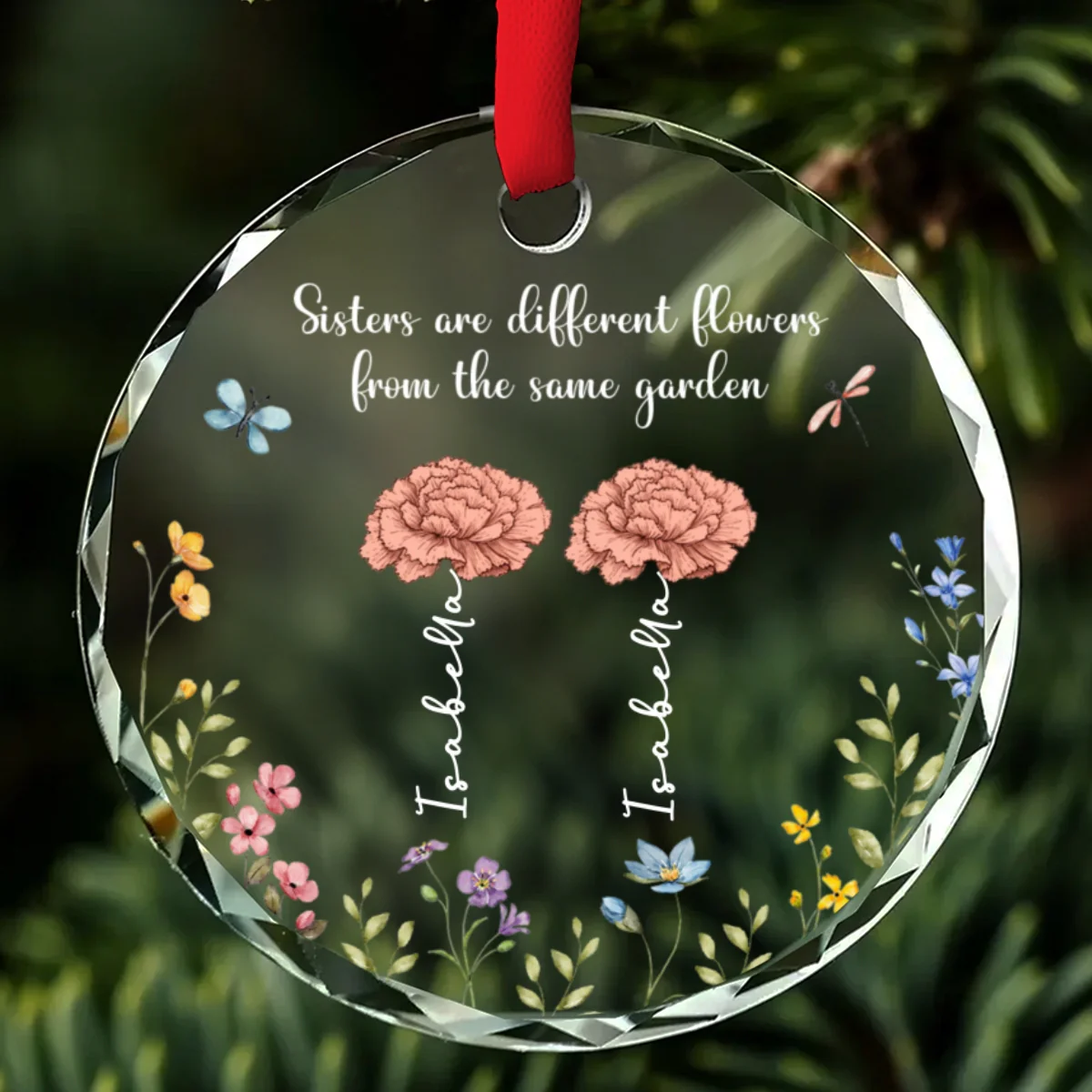 Sisters Are Different Flowers From The Same Garden - Personalized Custom Glass Ornament - Image 5