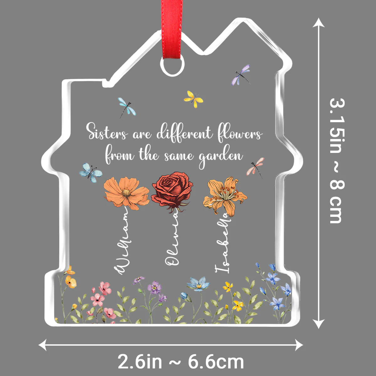 Sisters Are Different Flowers From The Same Garden - Personalized Custom House Shaped Glass Ornament - Image 5