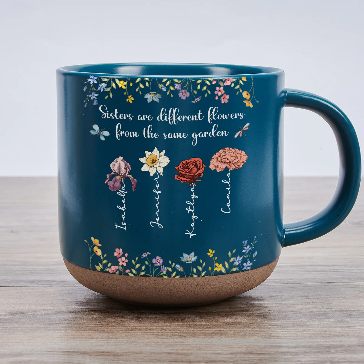 Sisters Are Different Flowers From The Same Garden - Personalized Custom Pottery Mug - Image 5