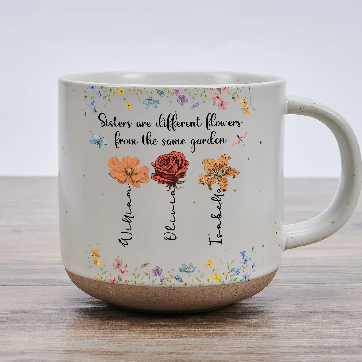 Sisters Are Different Flowers From The Same Garden - Personalized Custom Pottery Mug - Image 9