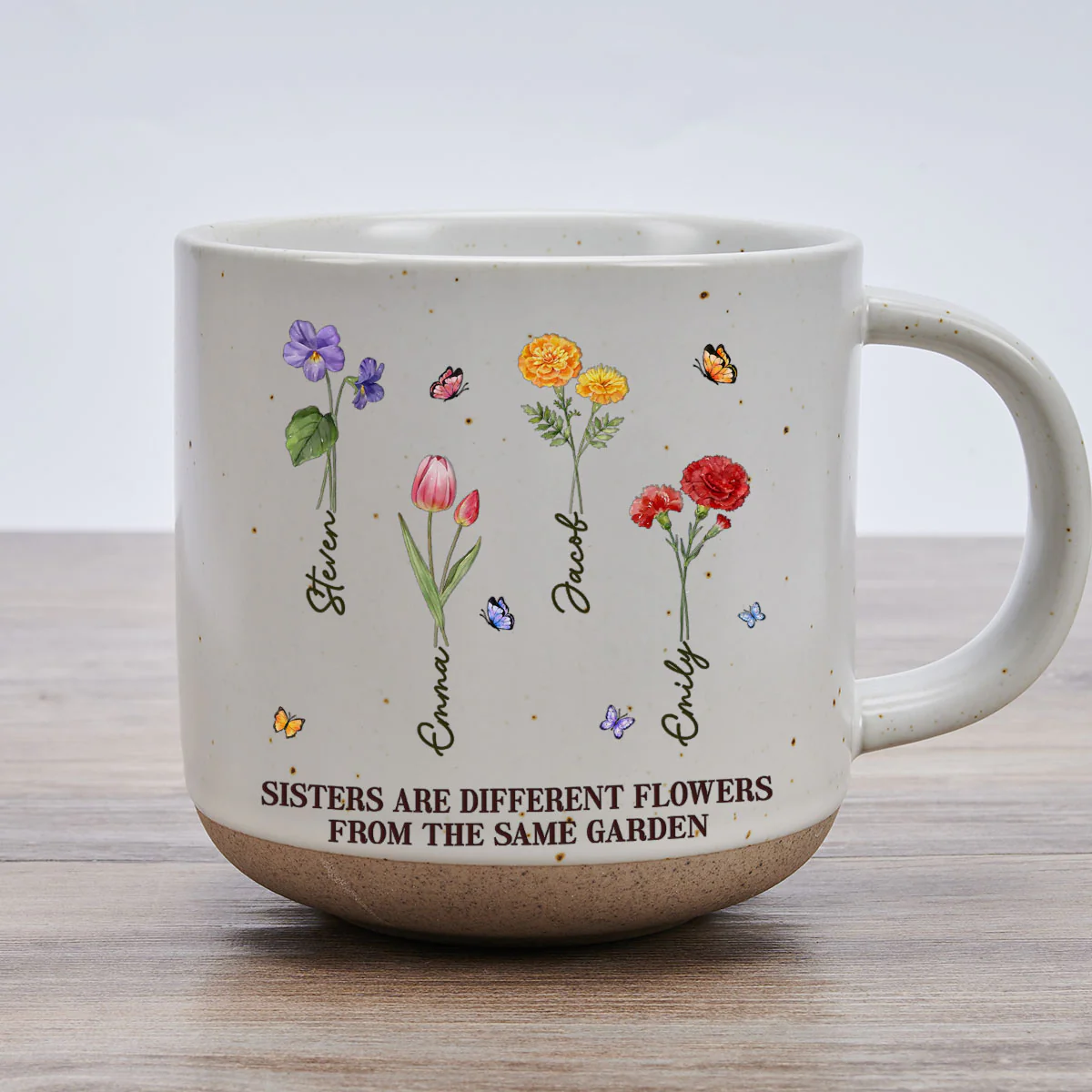 Sisters Are Different Flowers From The Same Garden Ver 2 - Personalized Custom Pottery Mug - Image 2
