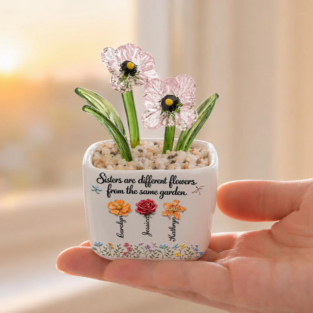 Sisters Are Different Flowers - Personalized Custom Glass Birth Month Flower - Image 4