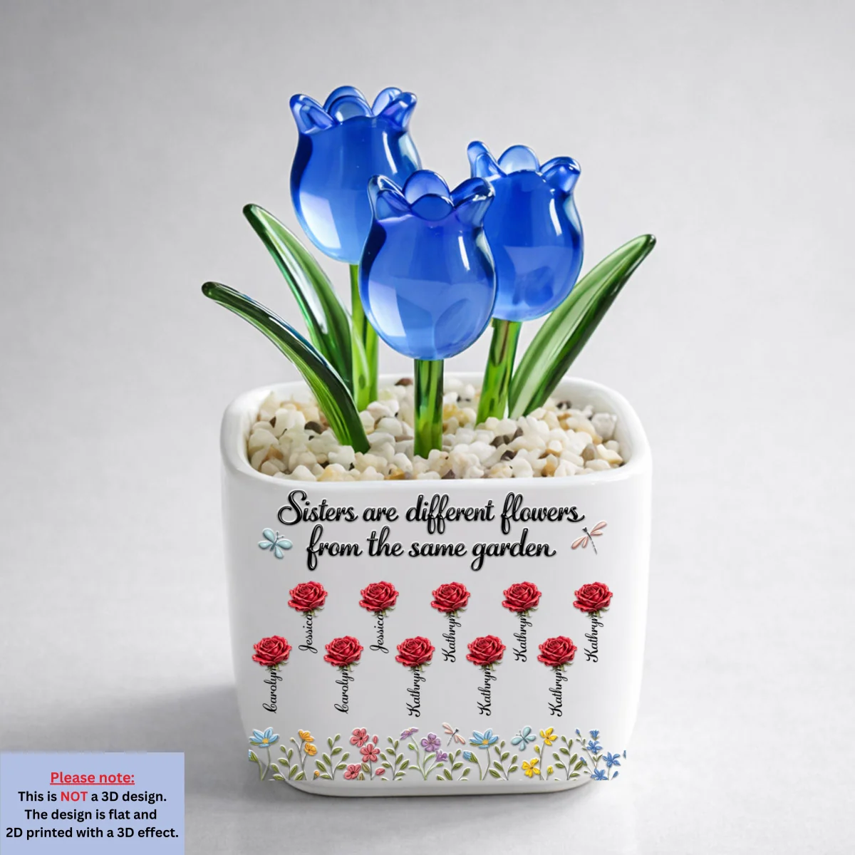 Sisters Are Different Flowers - Personalized Custom Glass Everlasting Tulips - Image 9