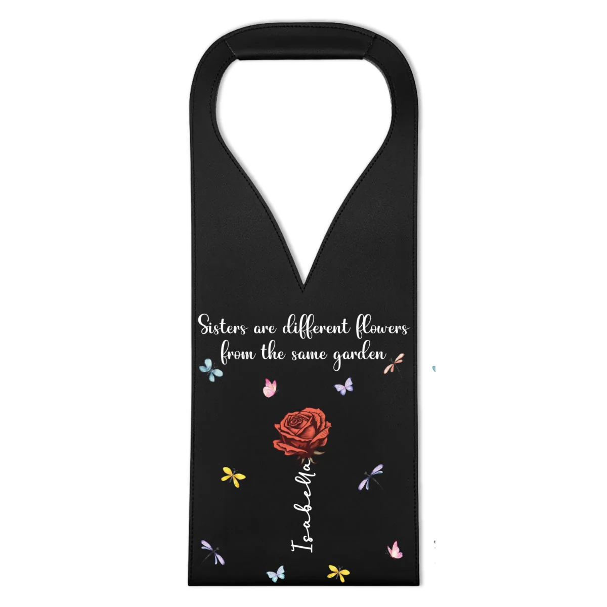 Sisters Are Different Flowers - Personalized Custom Leather Wine Bag - Image 6