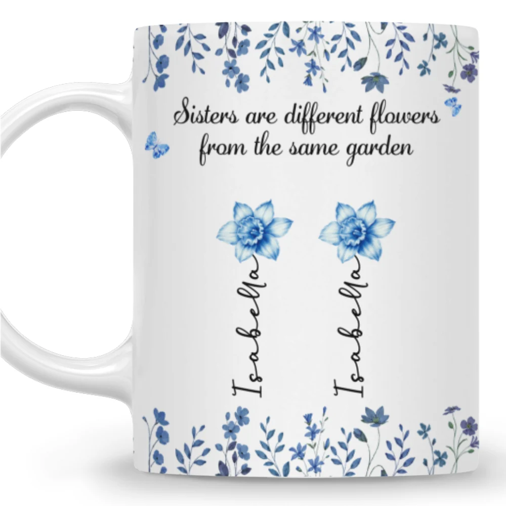 Sisters Are Different Flowers Toile De Jouy Style - Personalized Custom Coffee Mug - Image 4
