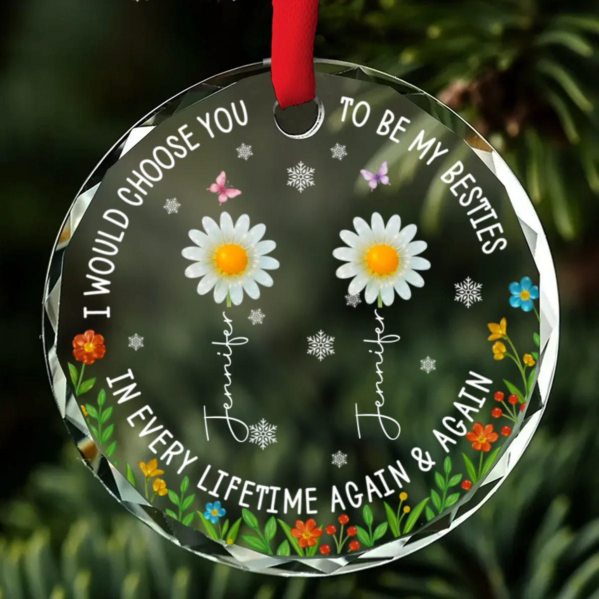 Sisters Are Flowers - Personalized Custom Glass Ornament - Image 6