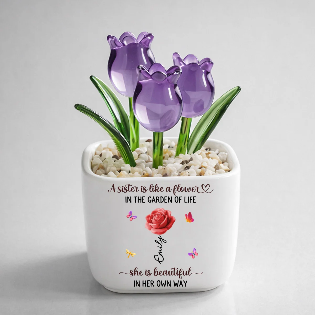 Sisters Are Garden Flowers - Personalized Custom Glass Everlasting Tulips - Image 10