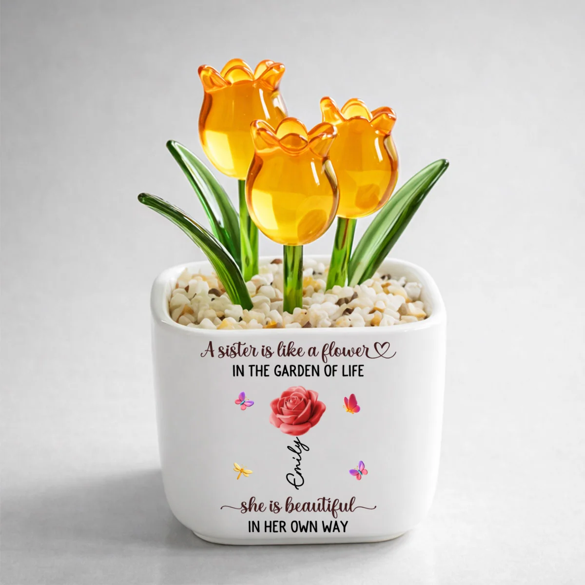 Sisters Are Garden Flowers - Personalized Custom Glass Everlasting Tulips - Image 11