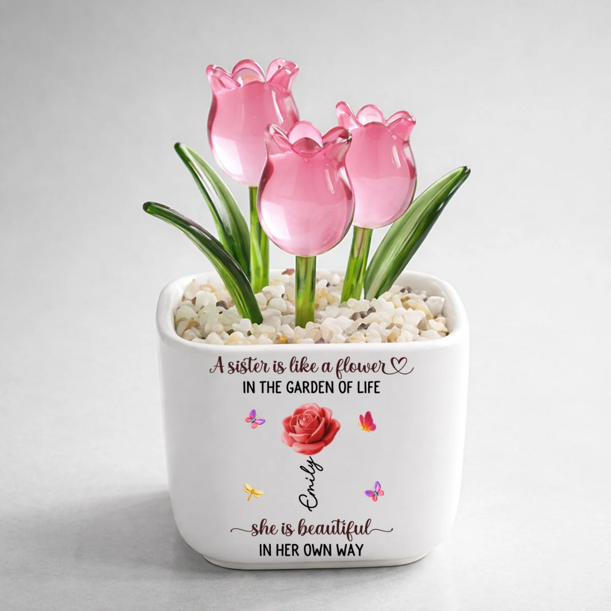 Sisters Are Garden Flowers - Personalized Custom Glass Everlasting Tulips - Image 9