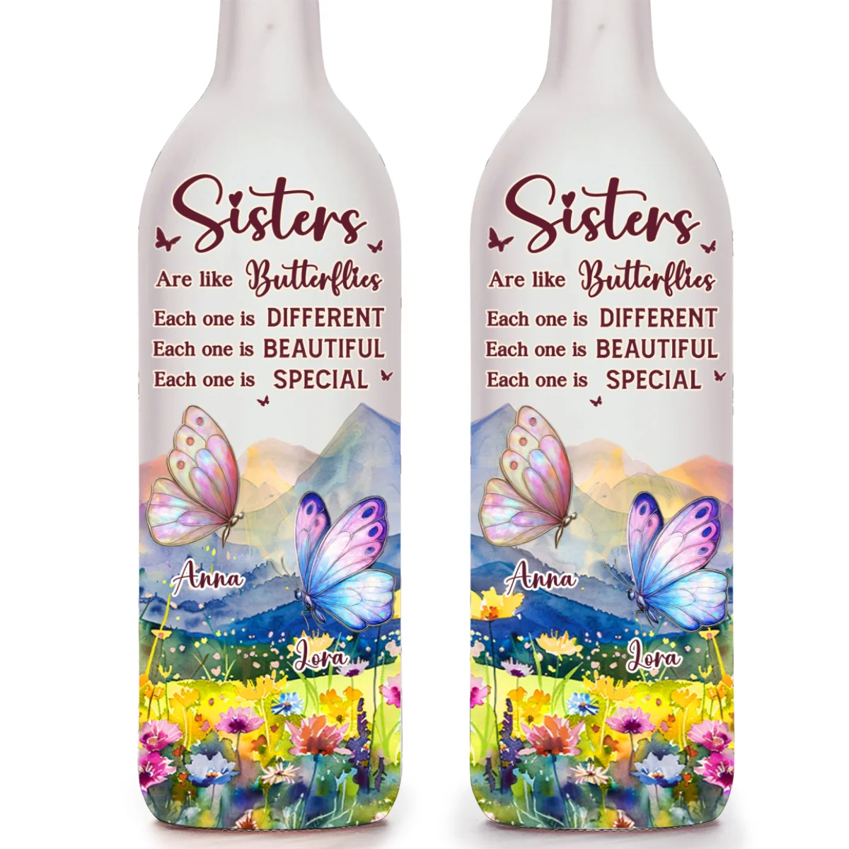 Sisters Are Like Butterflies - Personalized Custom Bottle Lamp - Image 6