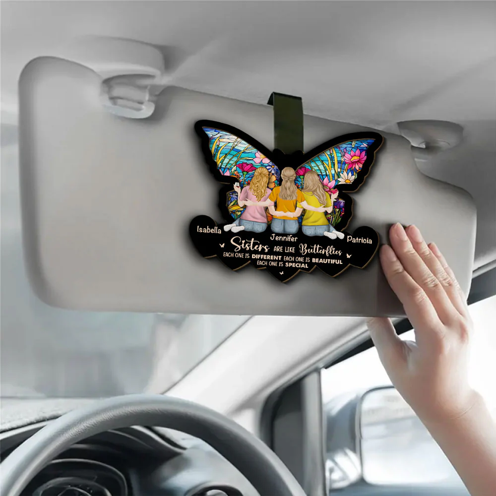 Sisters Are Like Butterflies - Personalized Custom Car Visor Clip - Image 3