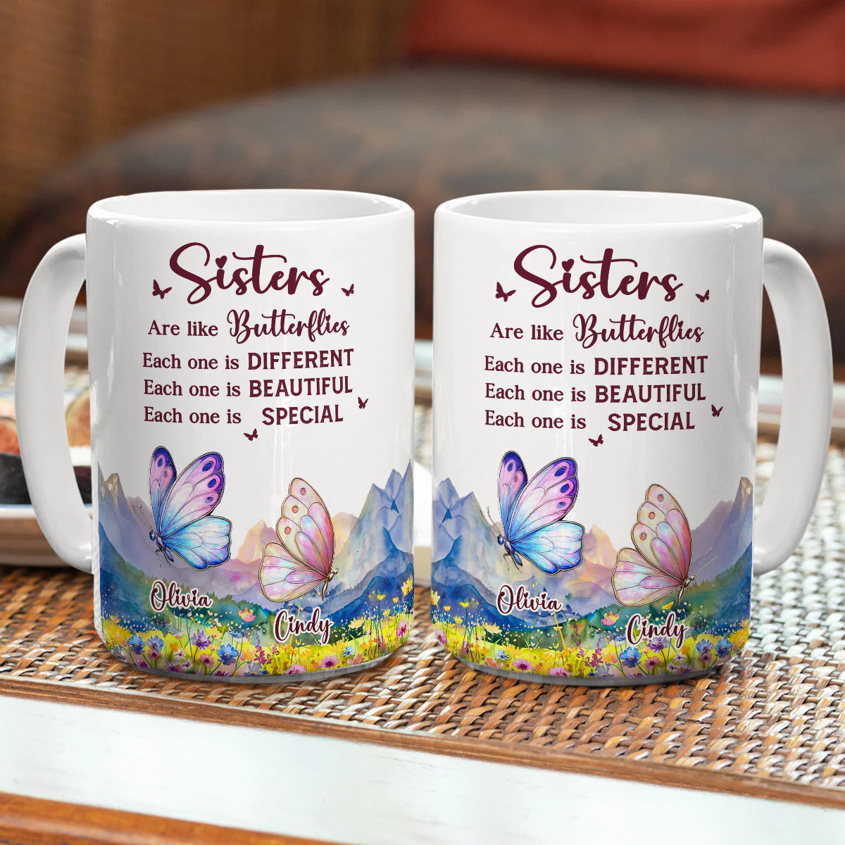 Sisters Are Like Butterflies - Personalized Custom Coffee Mug - Image 6