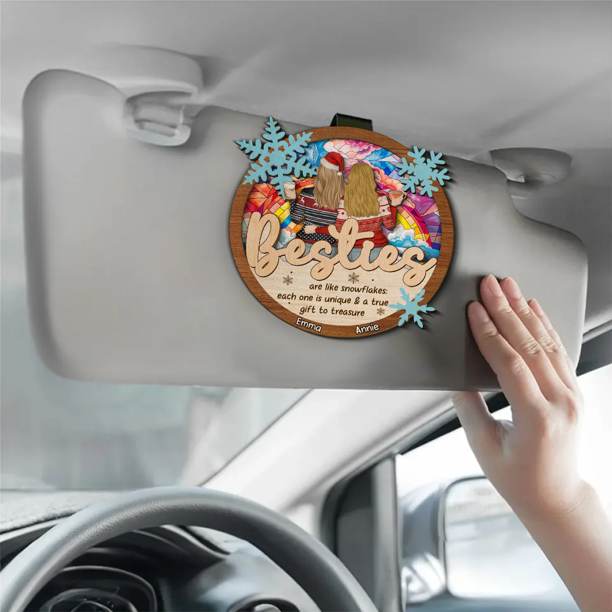 Sisters Are Like Snowflakes - Personalized Custom Car Visor Clip - Image 3