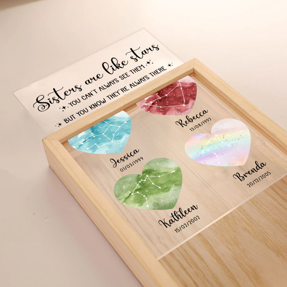 Sisters Are Like Stars - Personalized Custom Frame Light Box - Image 2