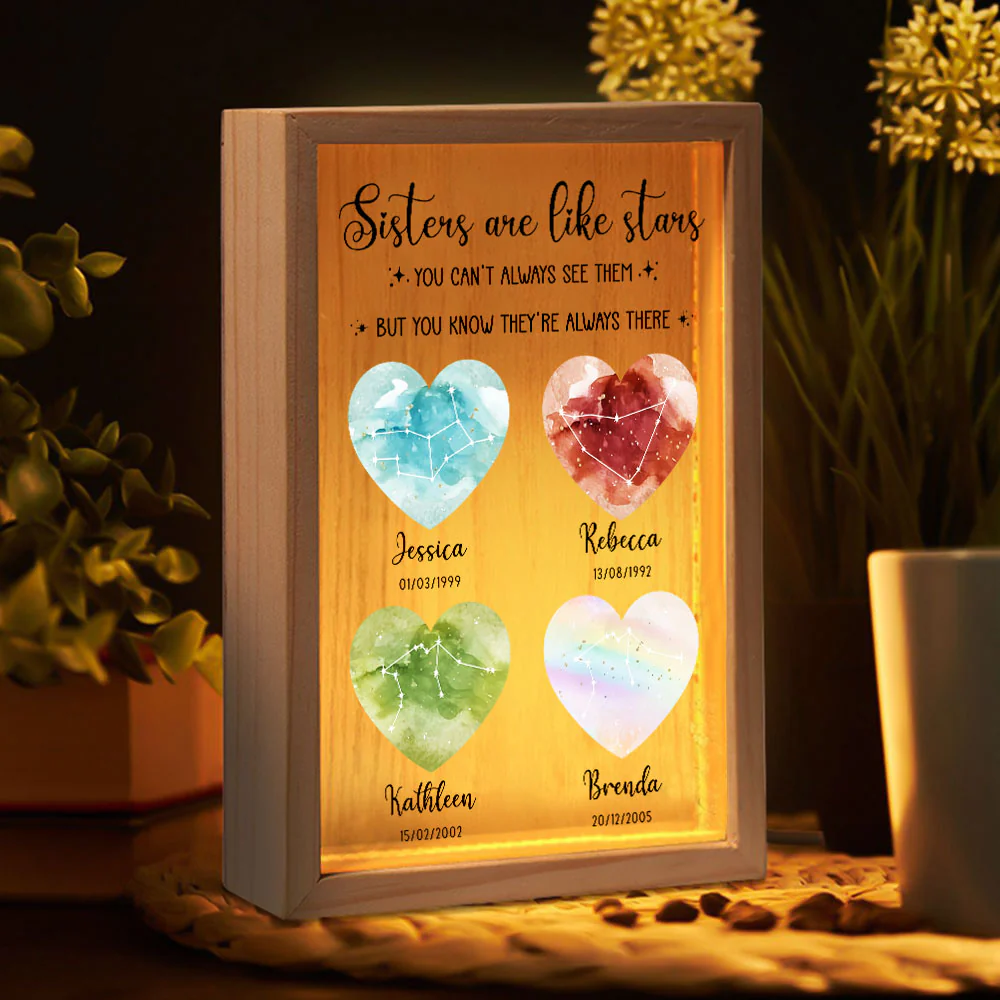 Sisters Are Like Stars - Personalized Custom Frame Light Box - Image 5