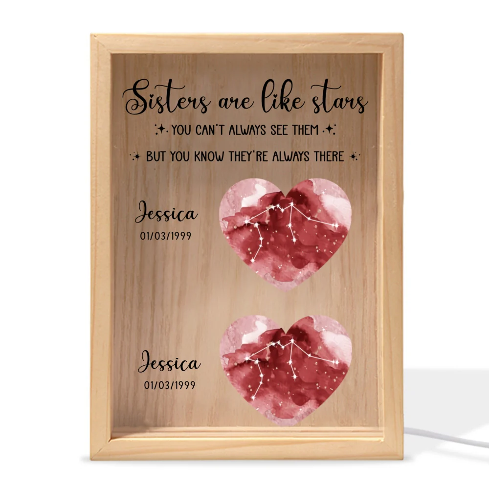 Sisters Are Like Stars - Personalized Custom Frame Light Box - Image 9