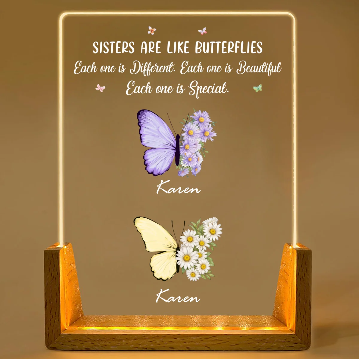 Sisters Bloom In Different Ways - Personalized Custom Plaque With Walnut Base - Image 8
