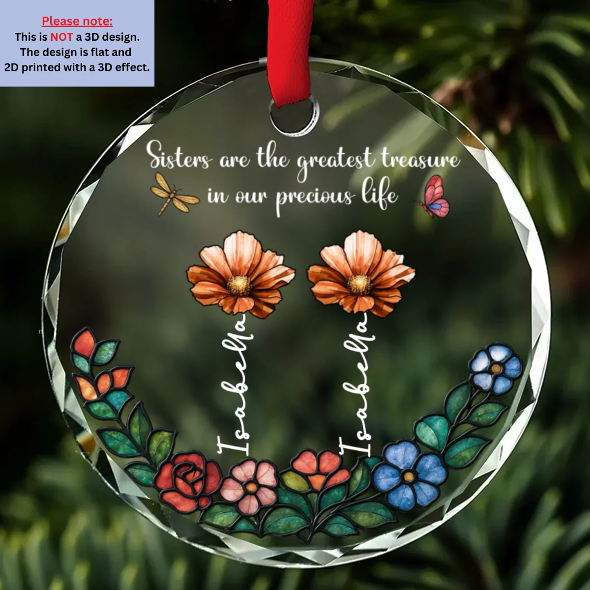 Sisters Bloom In Precious Life - Personalized Custom Glass Ornament - Image 7
