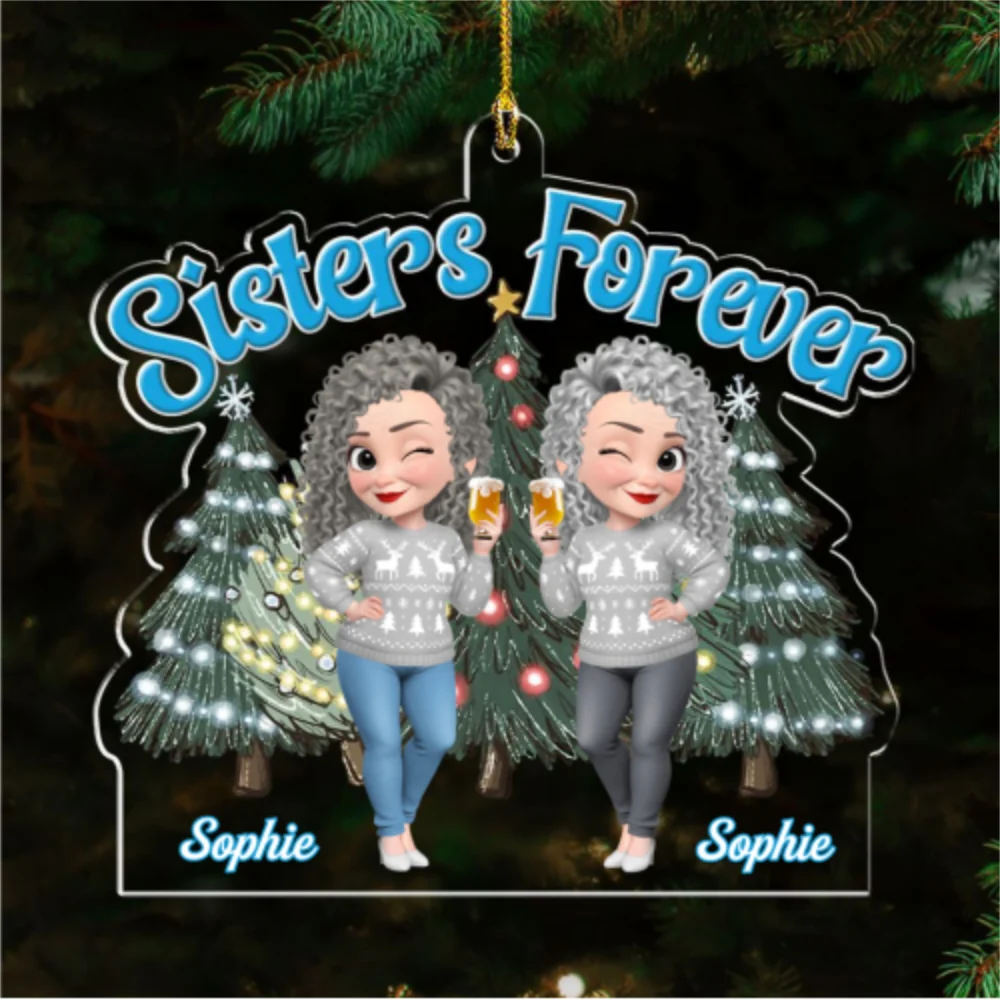Sisters Bond Christmas - Personalized Custom Acrylic Ornament - Image 6